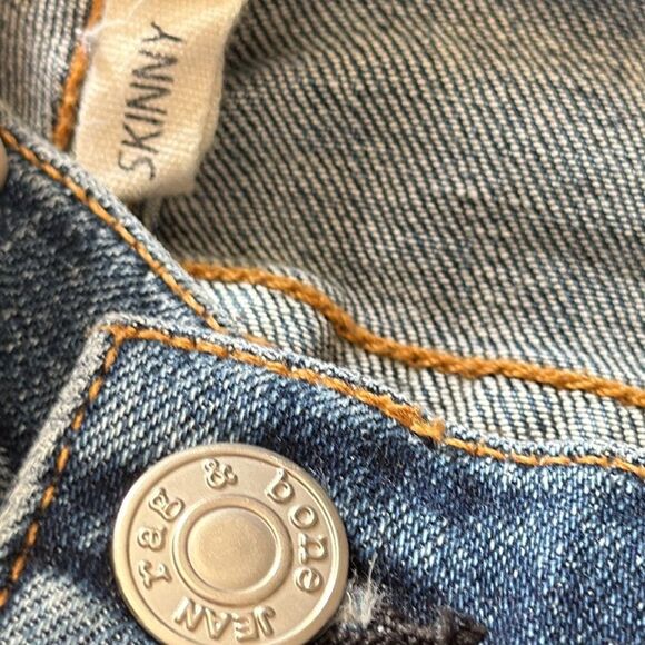Rag & Bone Distressedβ Raw Hem Skinny Jeans Size 27 Blue High Stretch Fit - Picture 6 of 9